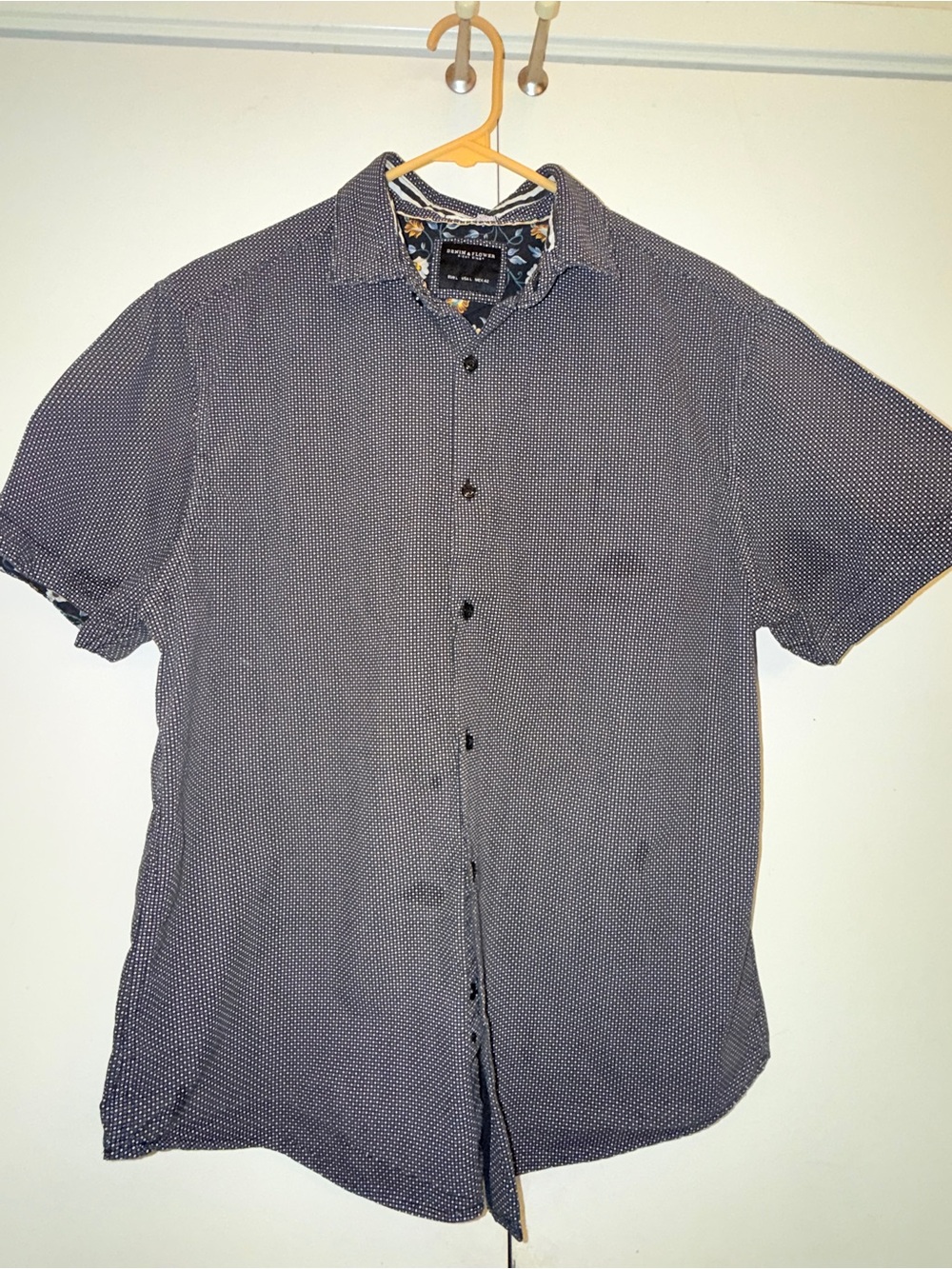 Denim & Flower Navy Microdot Short-Sleeve Button-Up Shirt